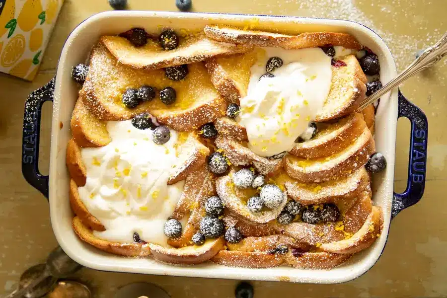 Blueberry Lemon Baked French Toast Casserole