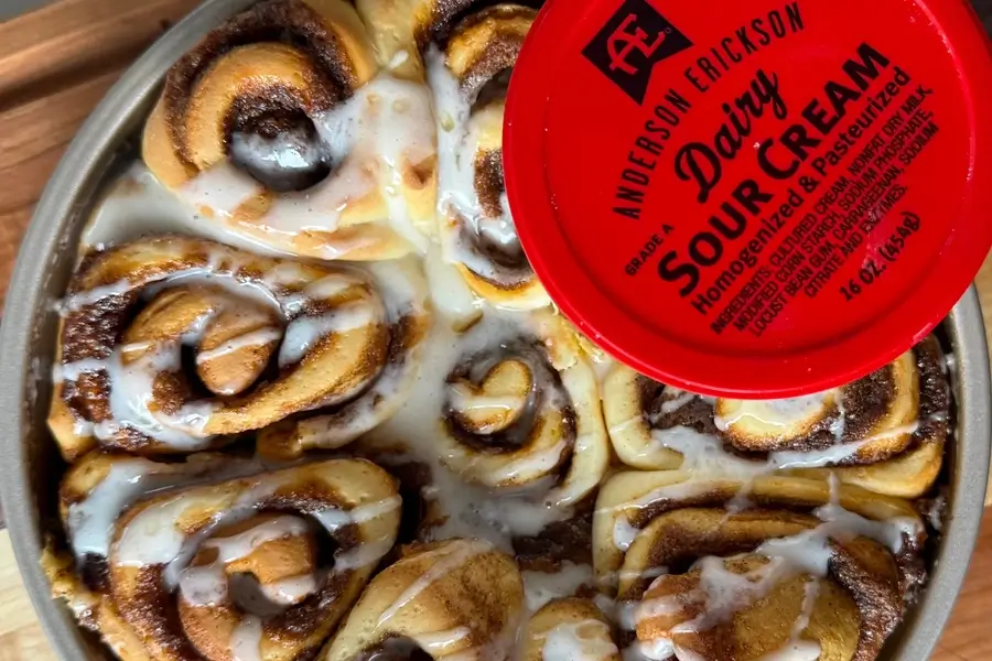 Chili Cinnamon Rolls with Sour Cream Frosting