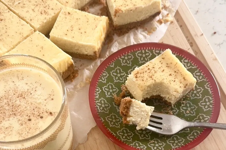 Egg Nog Cheesecake Bars